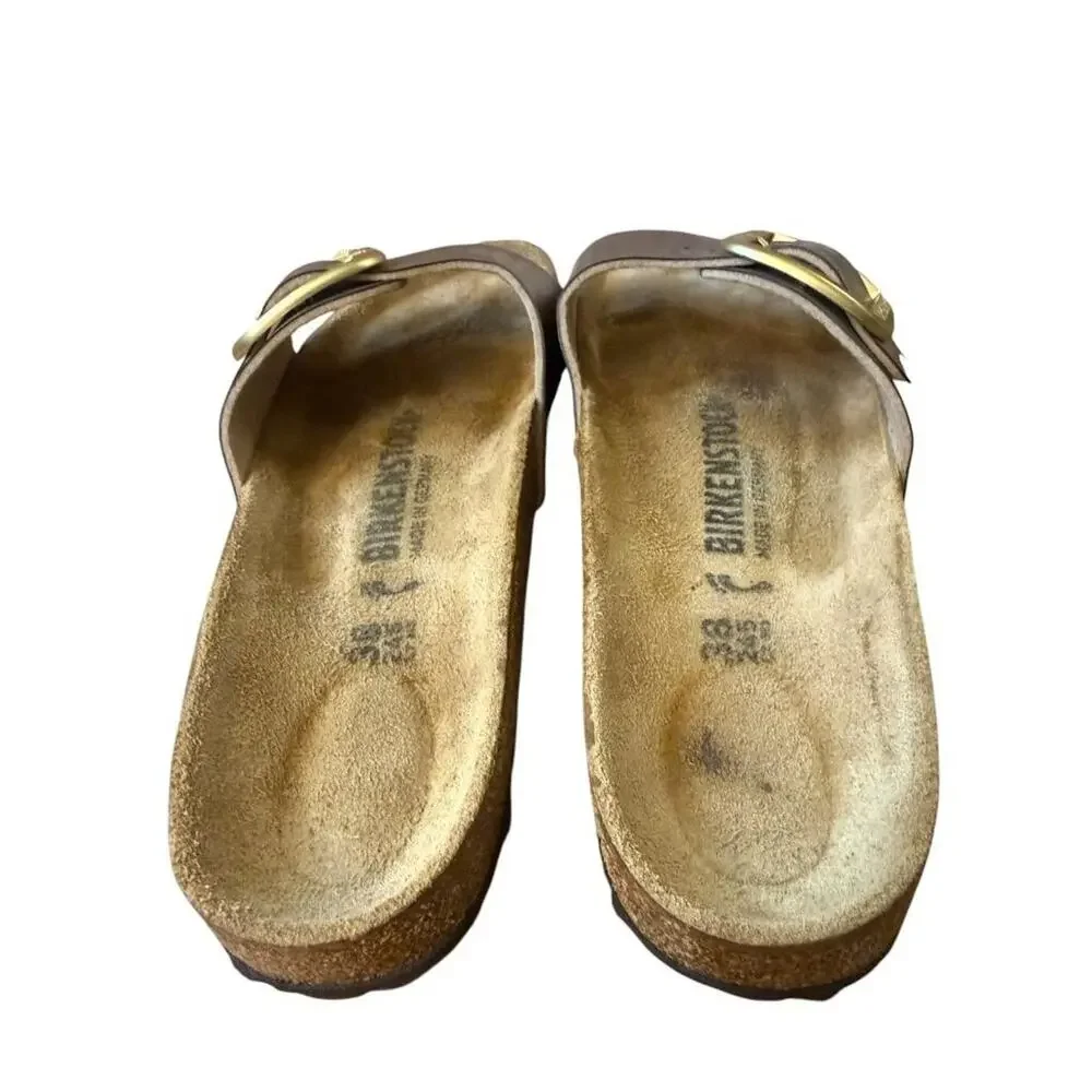 Birkenstock Madrid Big Buckle Sandal Gold Birko Flor Women size 38 US 7